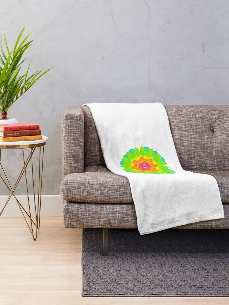 Thumbnail 2 of 6, Throw Blanket, Neon mandala designed and sold by RMSdesigns.