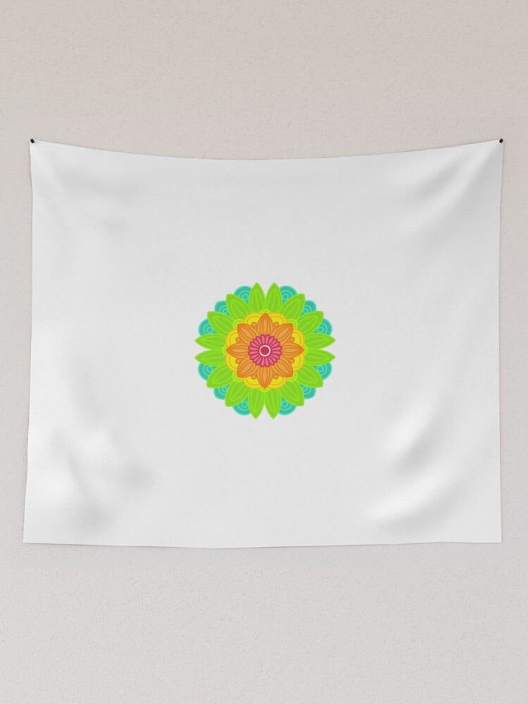 Thumbnail 2 of 3, Tapestry, Neon mandala  designed and sold by RMSdesigns.