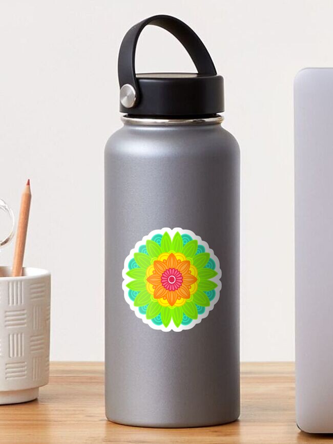 Thumbnail 1 of 3, Sticker, Neon mandala designed and sold by RMSdesigns.
