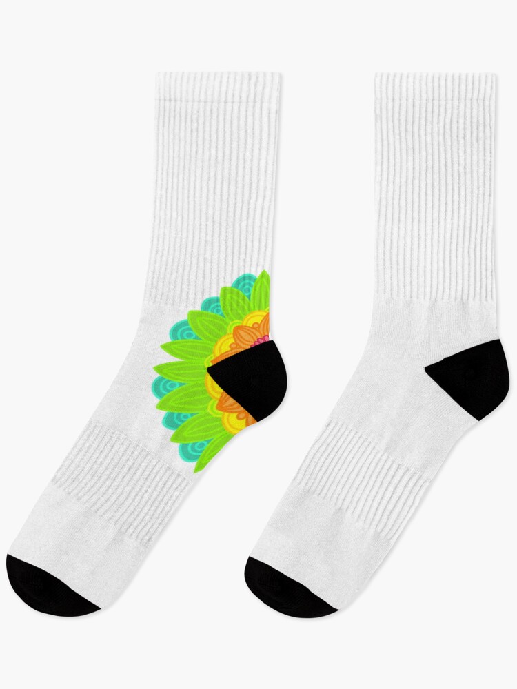 Thumbnail 1 of 5, Socks, Neon mandala  designed and sold by RMSdesigns.