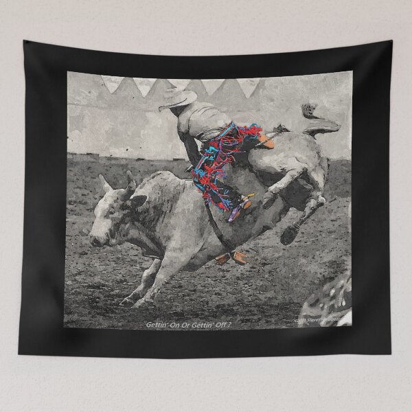 Item preview, Cowboy Dilemma:Gettin' on or Gettin' off? Steve Yellowbear Fine Rodeo Art 2021 designed and sold by SteveYellowbear.