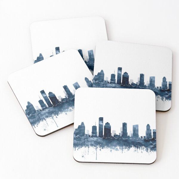 Item preview, Houston Skyline Watercolor Navy Blue by Zouzounio Art designed and sold by zouzounioart.