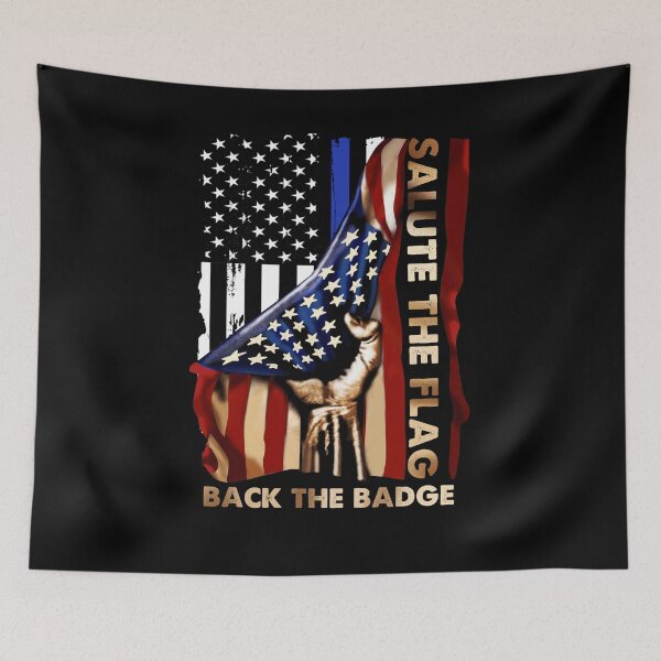 Item preview, Salute the flag Back The Badge Flag USA Police Hand Gift designed and sold by BaseStore.