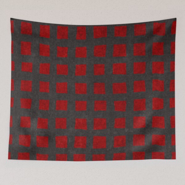 Item preview, Luxe Artistic Checker Board in Charcoal and Red - Version 1 designed and sold by vortexatelier.