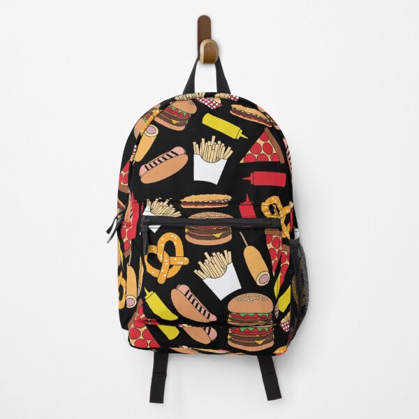 Item preview, Fast Food Pattern Burger Pretzel Pizza Corn Dog Hot Dog Fries Tots Meatball Sub Ketchup Mustard designed and sold by TheButtonCrew.