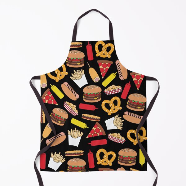 Item preview, Fast Food Pattern Burger Pretzel Pizza Corn Dog Hot Dog Fries Tots Meatball Sub Ketchup Mustard designed and sold by TheButtonCrew.