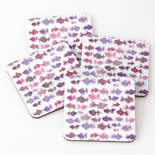 Item preview, Pink and Purple Watercolor Fish Pattern designed and sold by HeatherNafeArt.