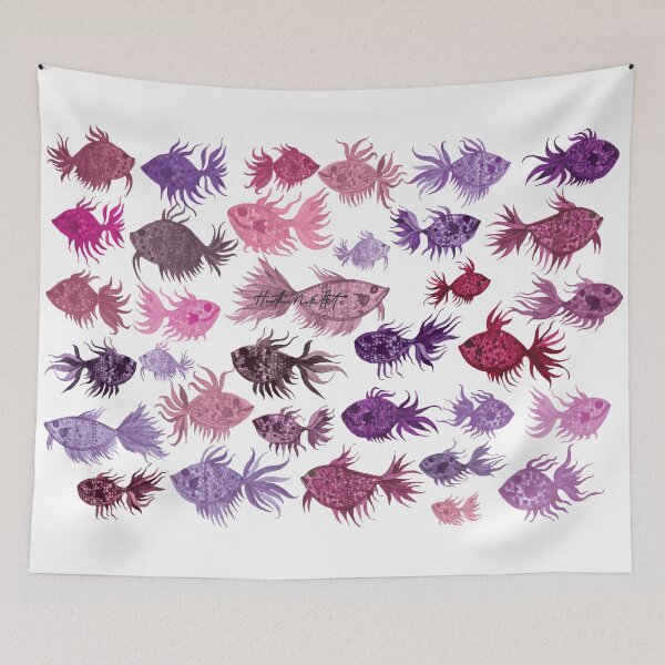 Item preview, Pink and Purple Watercolor Fish Pattern designed and sold by HeatherNafeArt.