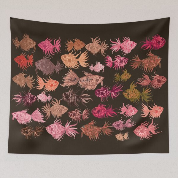 Item preview, Pink and Brown Watercolor Fish Pattern designed and sold by HeatherNafeArt.