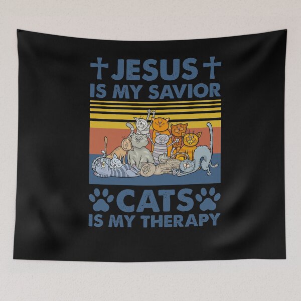 Item preview, Jesus Is My Savior Cats Are My Therapy designed and sold by cucai721.