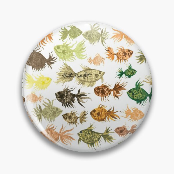 Item preview, Green and Brown Watercolor Fish Pattern designed and sold by HeatherNafeArt.
