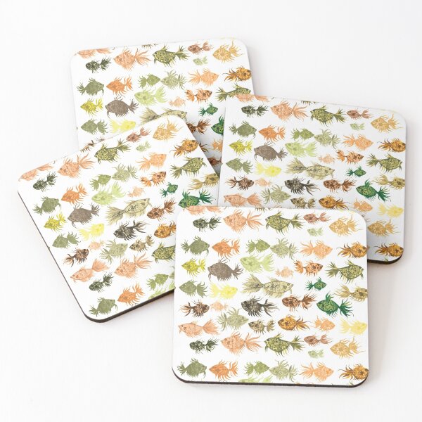 Item preview, Green and Brown Watercolor Fish Pattern designed and sold by HeatherNafeArt.