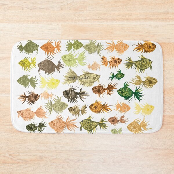 Item preview, Green and Brown Watercolor Fish Pattern designed and sold by HeatherNafeArt.