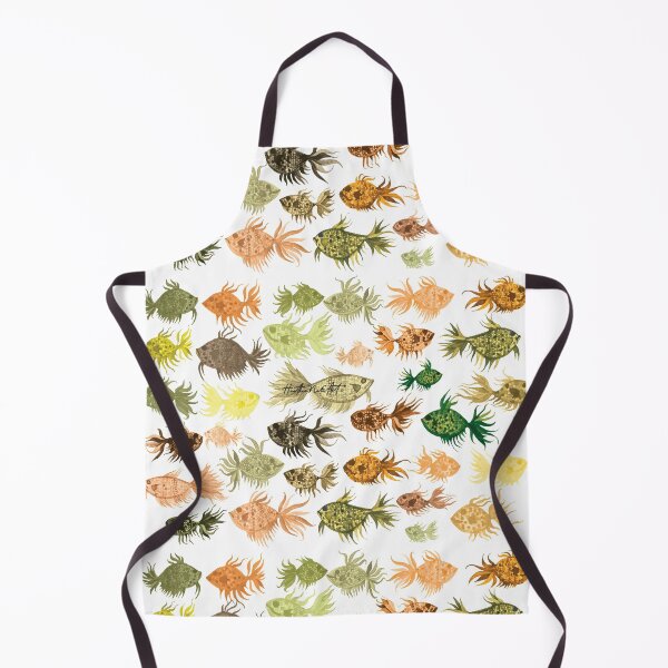 Item preview, Green and Brown Watercolor Fish Pattern designed and sold by HeatherNafeArt.