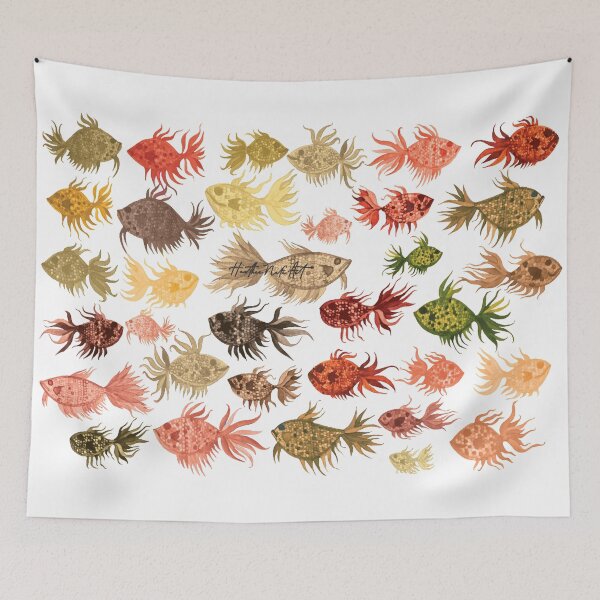 Item preview, Brown Watercolor Fish Pattern designed and sold by HeatherNafeArt.