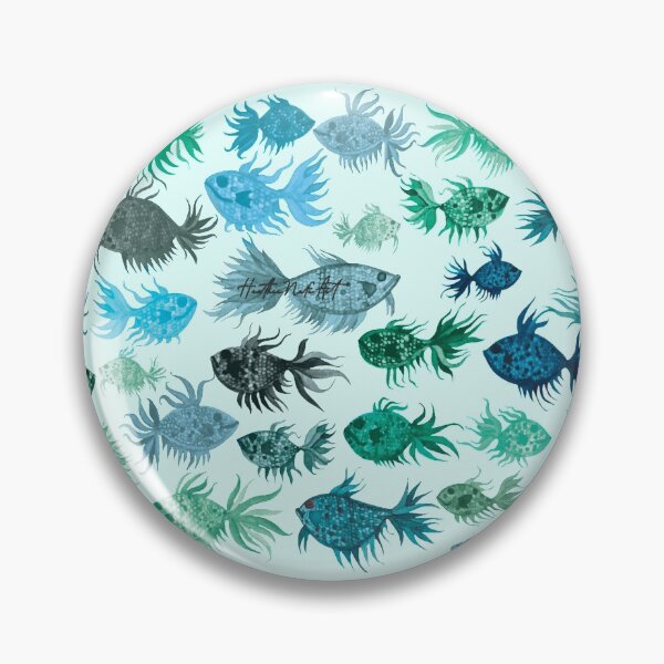 Item preview, Blue Green Watercolor Fish Pattern designed and sold by HeatherNafeArt.