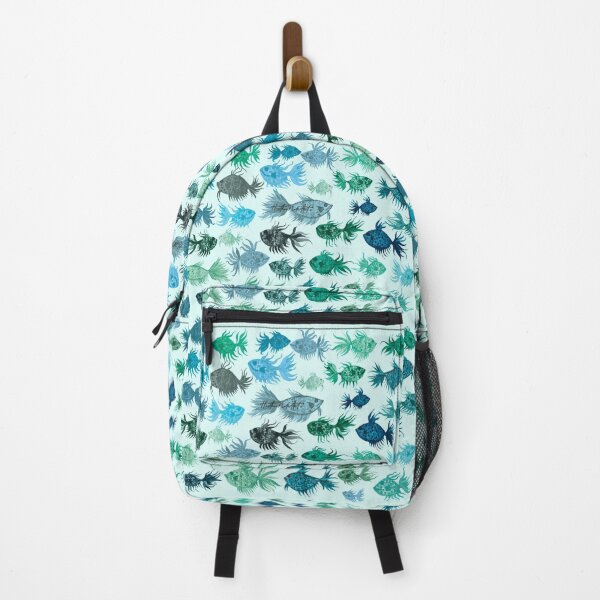 Item preview, Blue Green Watercolor Fish Pattern designed and sold by HeatherNafeArt.
