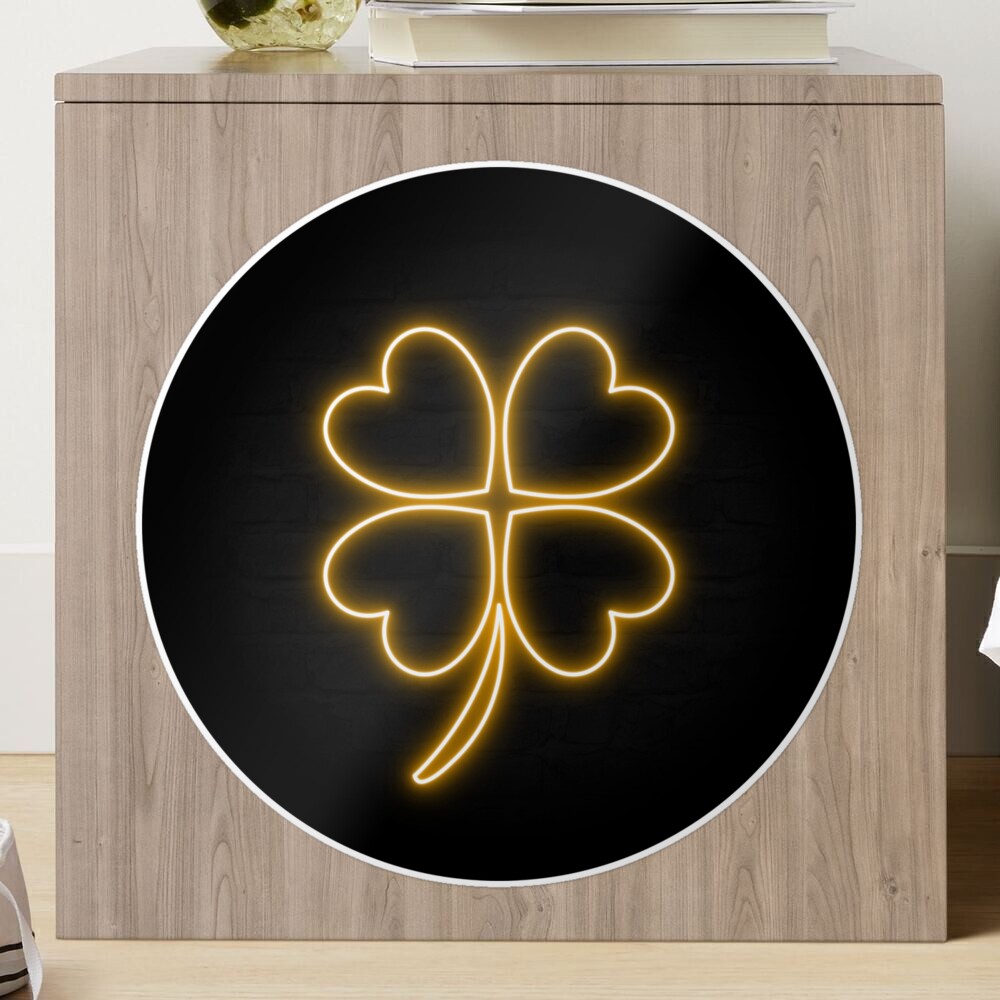 Yellow Gold Retro Neon Four Leaf Clover Icon Sticker for Sale by dylanxh
