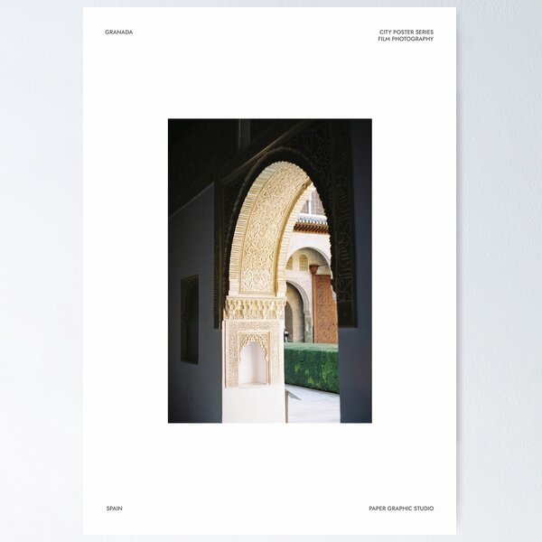 Item preview, Granada poster, Digital download, Spain poster, La Alhambra palace Print, Granada Film Photography, Travel poster, Coordinates wall art Art Print designed and sold by Papergrphc.