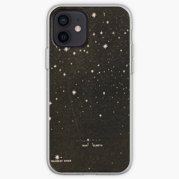 Vintage moon and stars black iPhone Soft Case