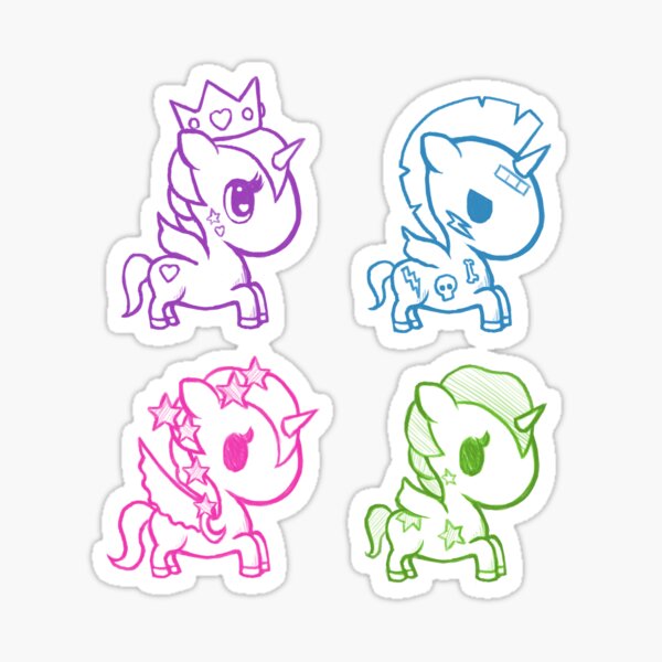 Vista previa del artículo con la obra «Tokidoki lindo dibujo pegatinas unicornio», diseñado y vendido por blueacesky.