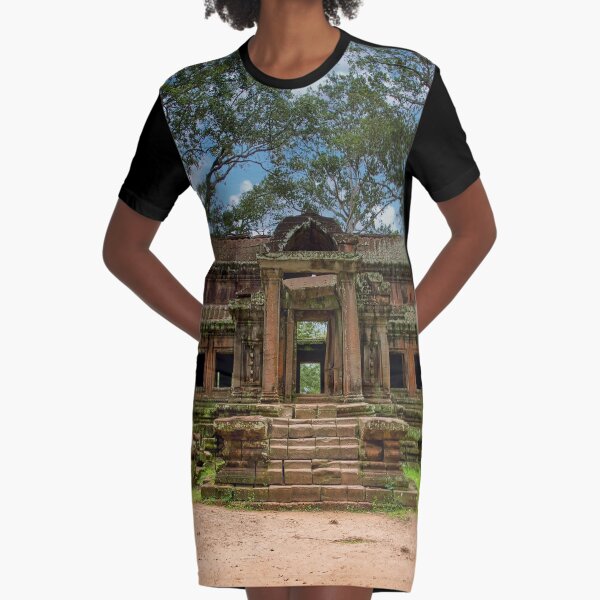 Angkor Wat Cambodia Ancient Temple Graphic T-Shirt Dress