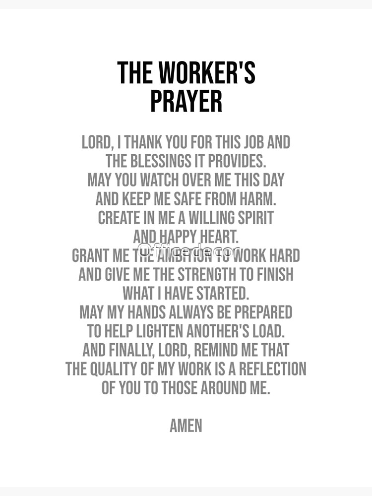 The Workers Prayer Office Decor Ideas Canvas sold by BrucMiller | SKU