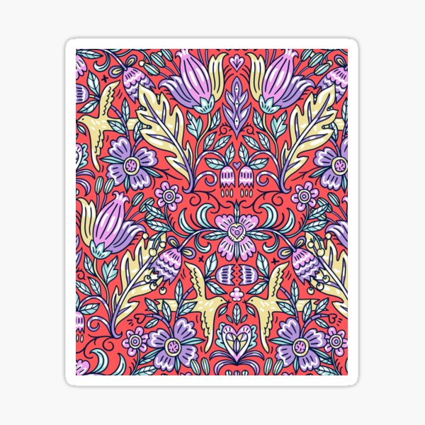 Ornamental Pattern With Purple and Red Color Sticker