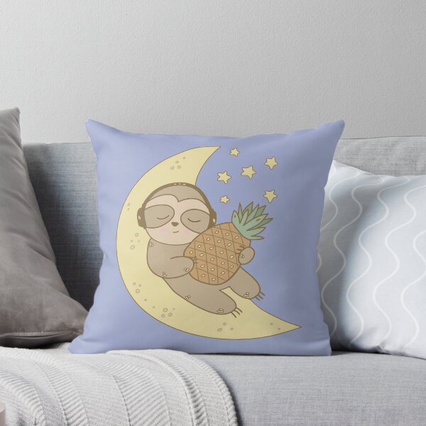 Item preview, Sleepy Sloth With Pineapple & Headphones designed and sold by GrimButterfly.