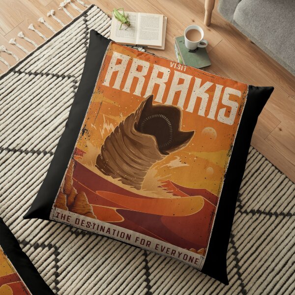Arrakis Retro Vintage Tourism Decal Floor Pillow