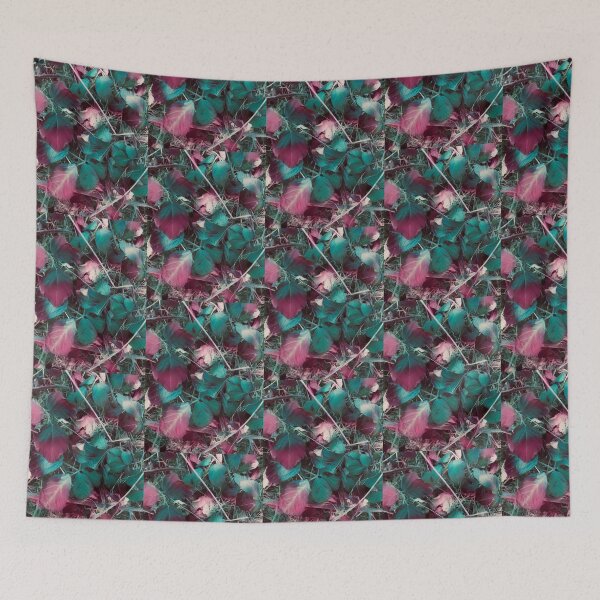 Item preview, Leaves along the way in pink and turquoise processed designed and sold by Pelikancrazy.