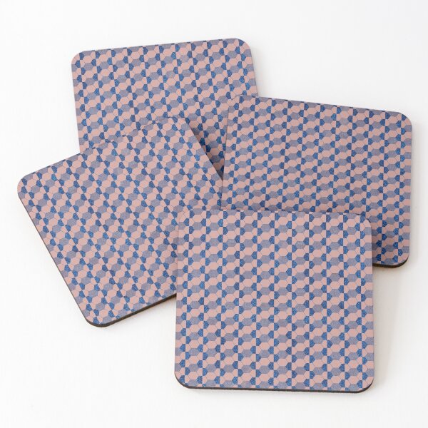 Item preview, Blue and peach Honeycomb art and pattern designed and sold by Tanuja  Sharma.
