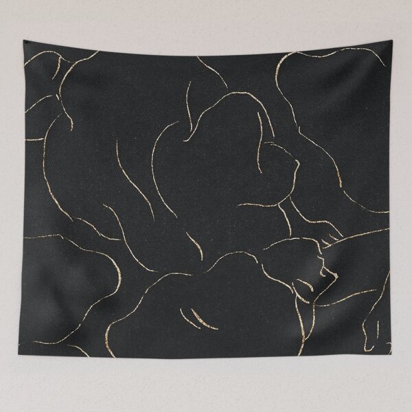 Item preview, Gold Doodle on Black Background designed and sold by Iridescent Store.