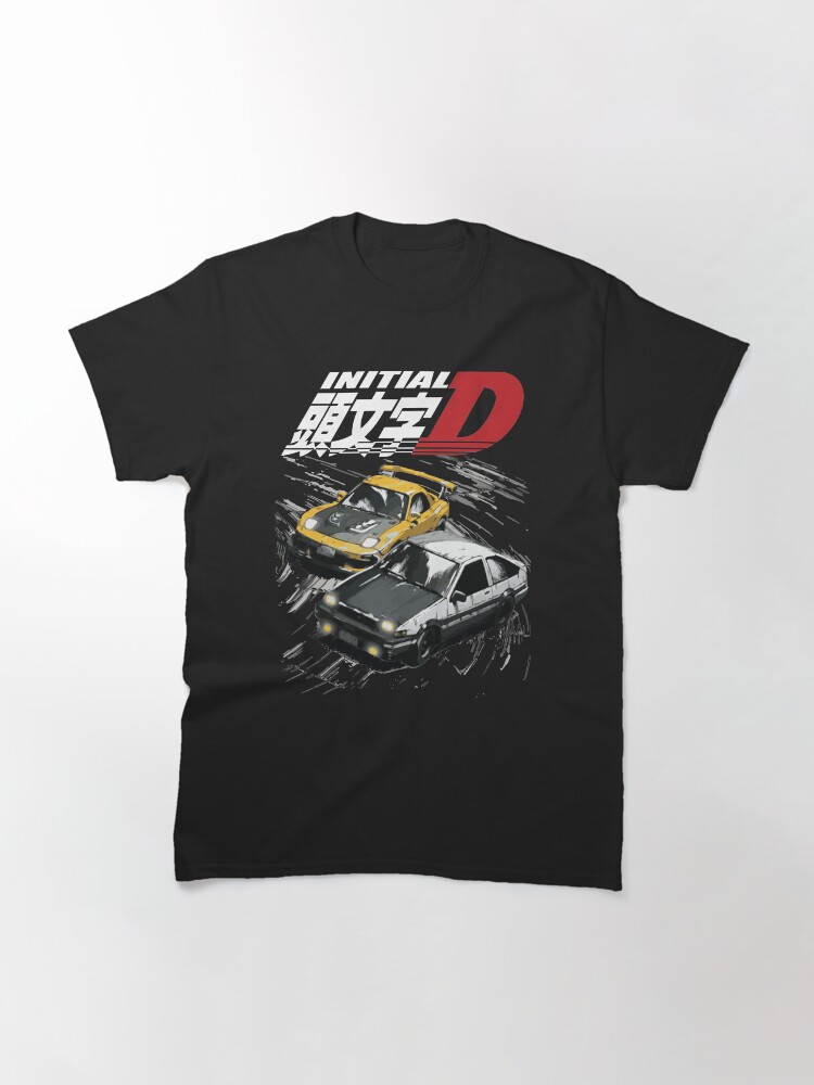 Thumbnail 3 of 7, Classic T-Shirt, Mountain Drift Racing Initial D Tandems AE86 vs FD rx-7 designed and sold by cowtownCOWBOY.