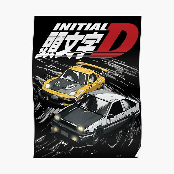 Mountain Drift Racing Anfängliche D-Tandems AE86 gegen FD rx-7 Poster