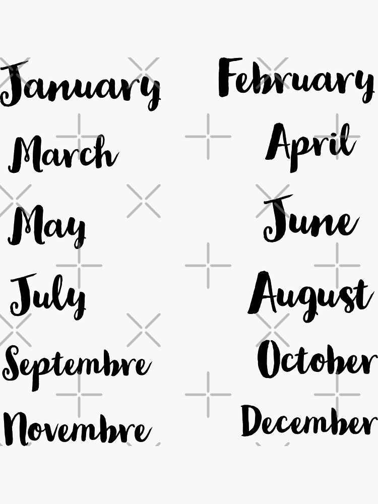 Months of the year sticker pack - months of the year journal stickers.  Sticker for Sale by Theleochick