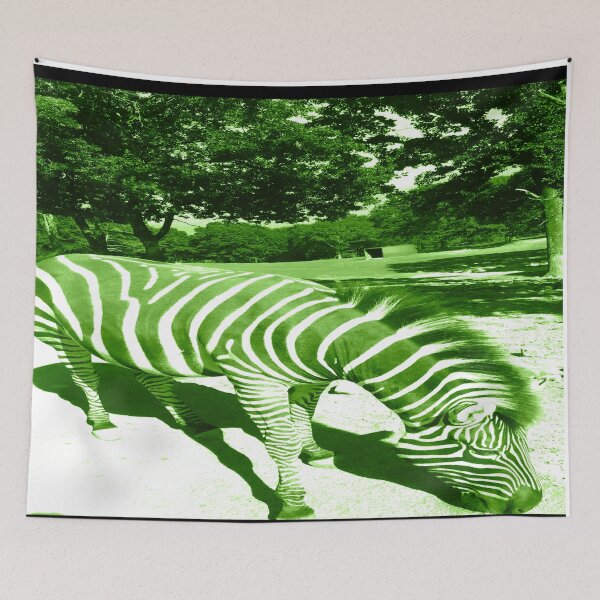 Item preview, Zebra Animal  Grazing at Wild Exotic Animal Safari Park Pine Mountain Georgia Luminous Tinted Green Forest Background designed and sold by NadeenInspires.