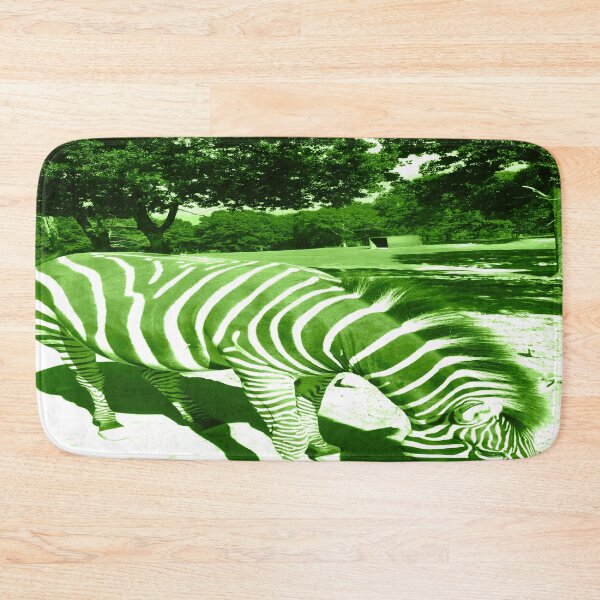 Item preview, Zebra Animal  Grazing at Wild Exotic Animal Safari Park Pine Mountain Georgia Luminous Tinted Green Forest Background designed and sold by NadeenInspires.