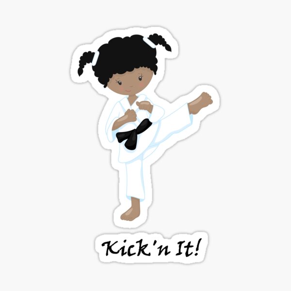 Little Black Karate Girl - Kick'n It Sticker