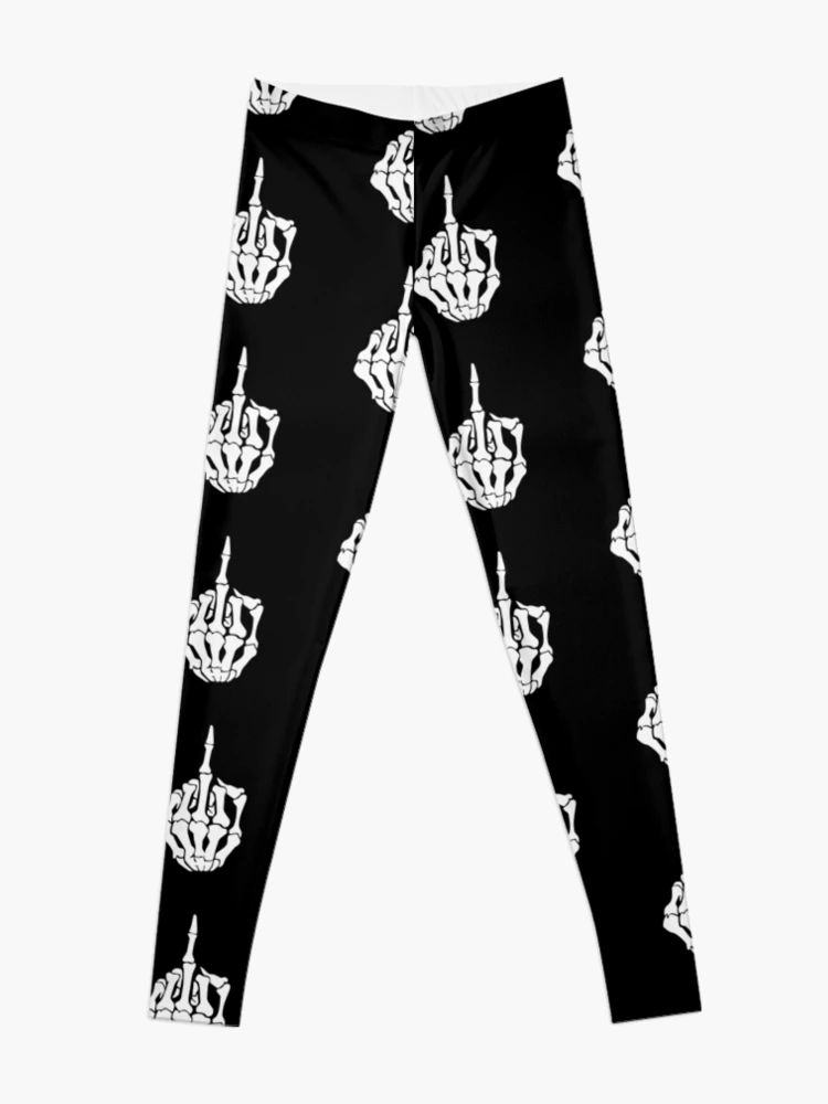 skeleton middle finger Leggings for Sale by ubantee