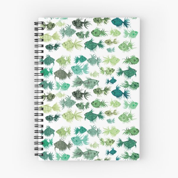 Item preview, Green Watercolor Fish Pattern designed and sold by HeatherNafeArt.