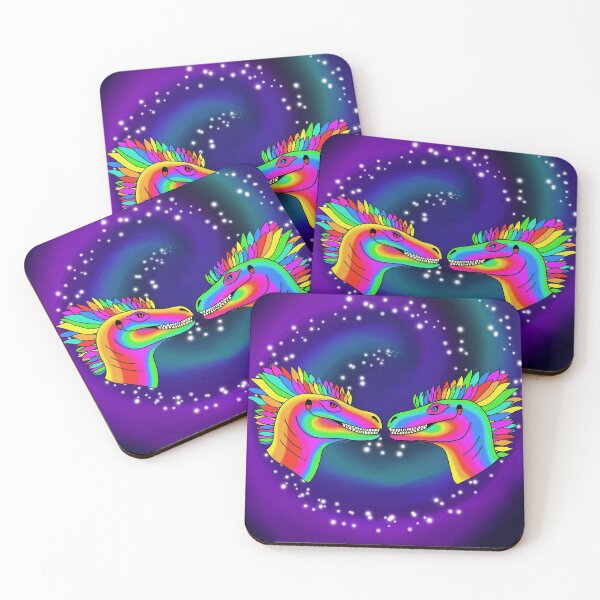 Item preview, Richard and Ross the rainbow raptors on a galaxy background designed and sold by Emma Knapton.