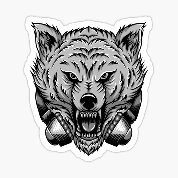 Angry wolf with headphones Sticker