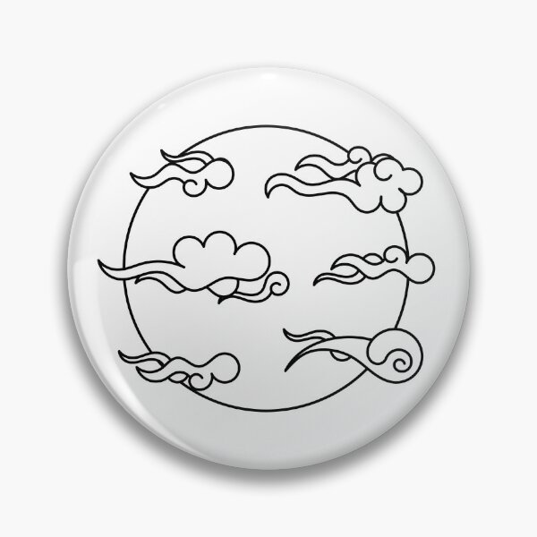 Item preview, Japanese Wind Clouds Line Art White designed and sold by Qestro.
