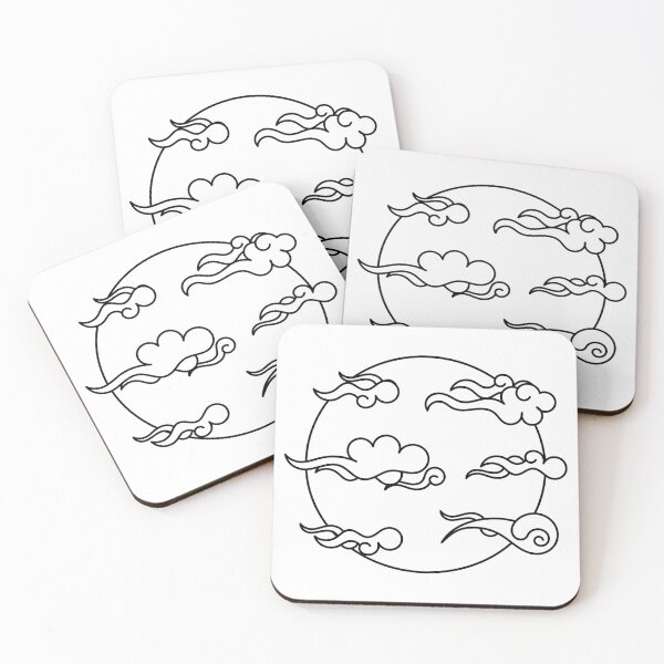 Item preview, Japanese Wind Clouds Line Art White designed and sold by Qestro.