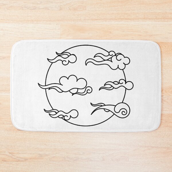 Item preview, Japanese Wind Clouds Line Art White designed and sold by Qestro.