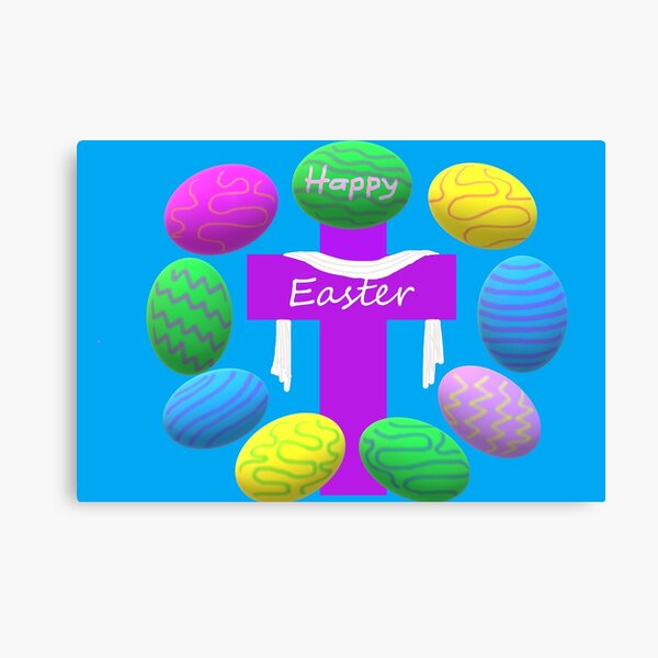 Item preview, Happy Easter with pastel eggs and cross designed and sold by barblarue.