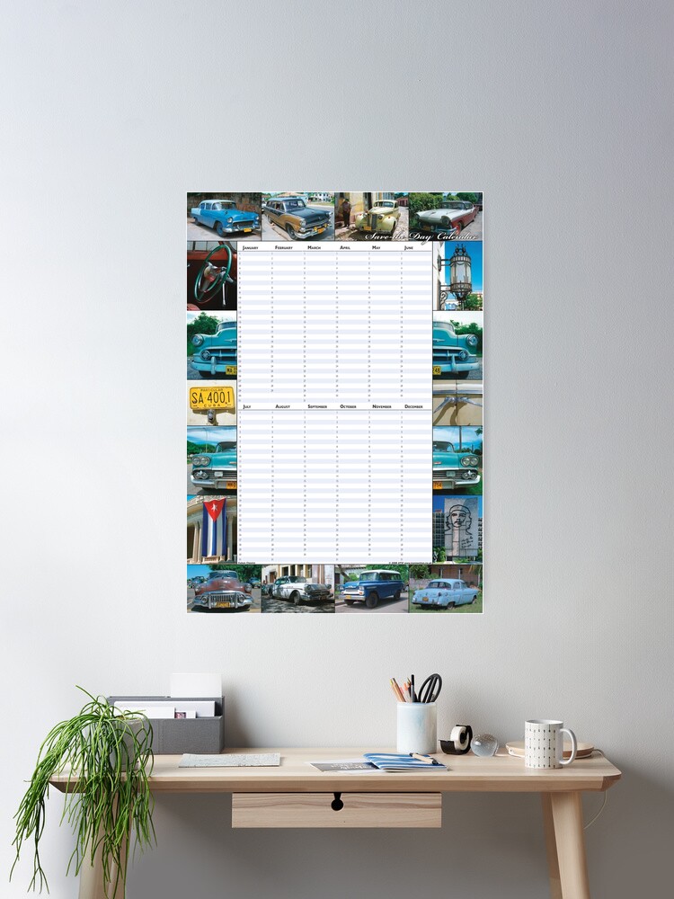 Thumbnail 1 of 3, Poster, Cuban Classics - Perpetual Birthday Calendar Poster designed and sold by iConnection.