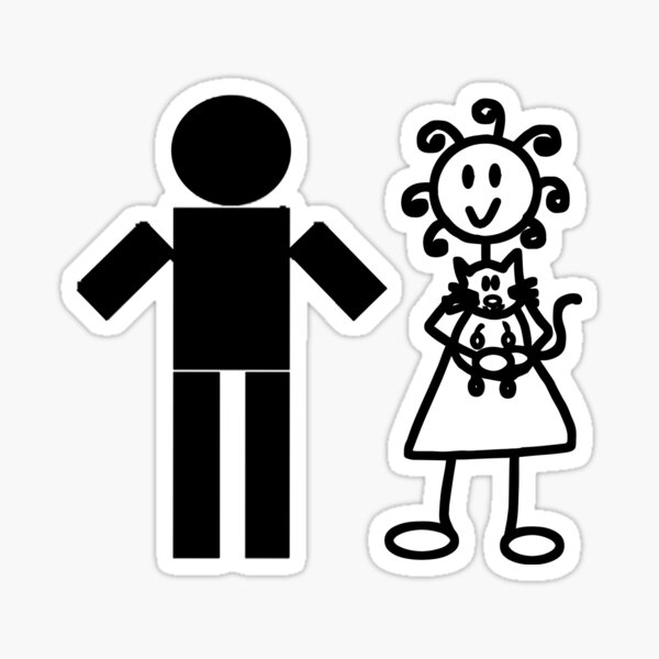 The Girl with the Curly Hair Holding Cat and NT Man - White Sticker