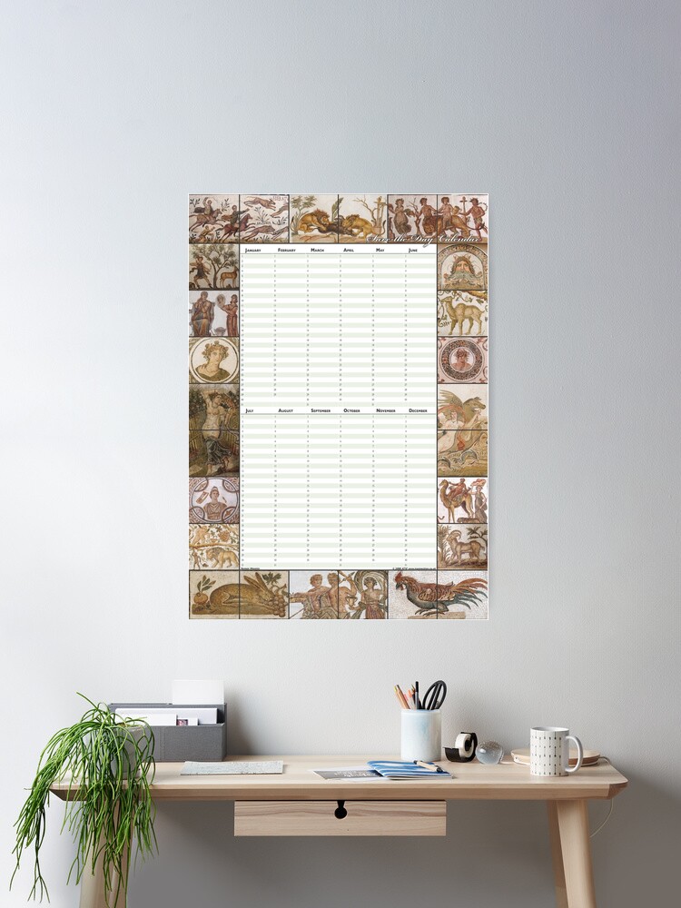 Thumbnail 1 of 3, Poster, Roman Mosaics - Perpetual Birthday Calendar Poster designed and sold by iConnection.